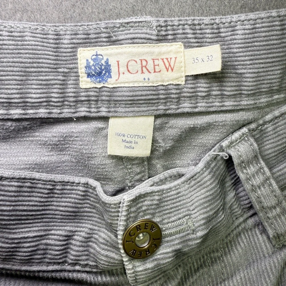 J Crew Corduroy Pants Mens 35x32 Gray Straight Leg Cotton Casual Trousers